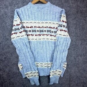 Vintage Christopher Rand Sweater Womens Large Blue 90s Ski Chalet Cozy Academia